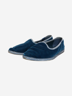 Blue velvet slippers - size EU 39.5 Flat Shoes Prada 