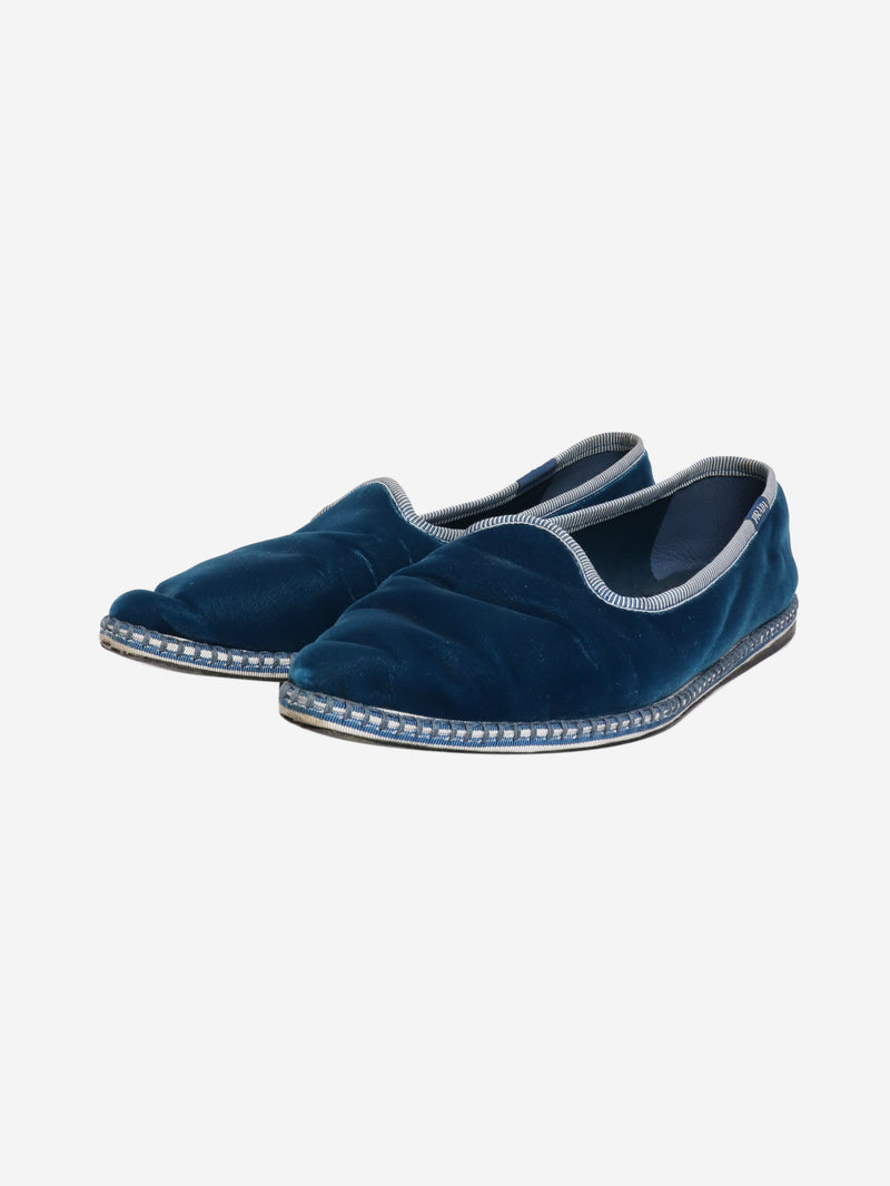 Blue velvet slippers - size EU 39.5 Flat Shoes Prada 