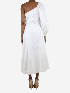 Ulla Johnson White one-shoulder gathered cotton-poplin midi dress - size UK 6