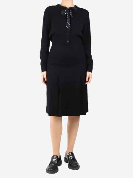 Black tweed midi skirt - size UK 8 alternate image