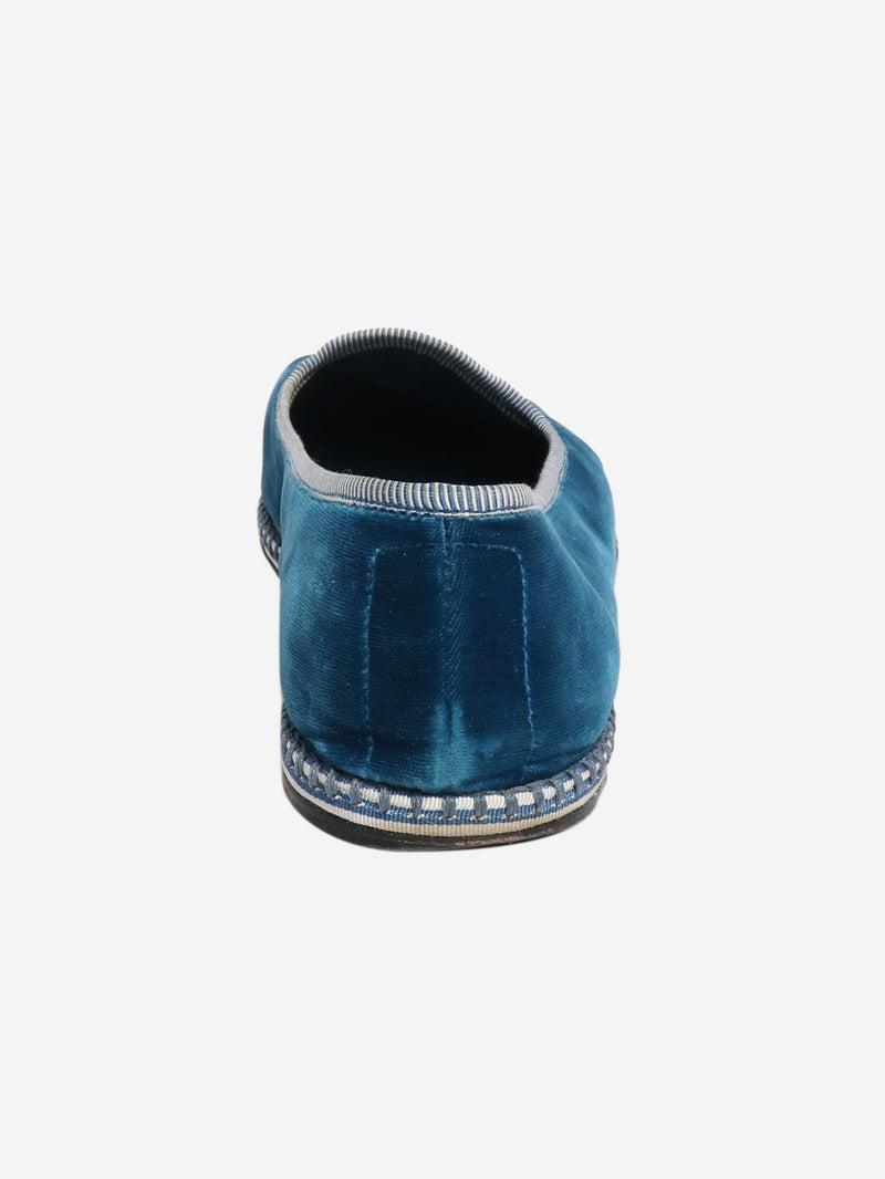 Blue velvet slippers - size EU 39.5 Flat Shoes Prada 