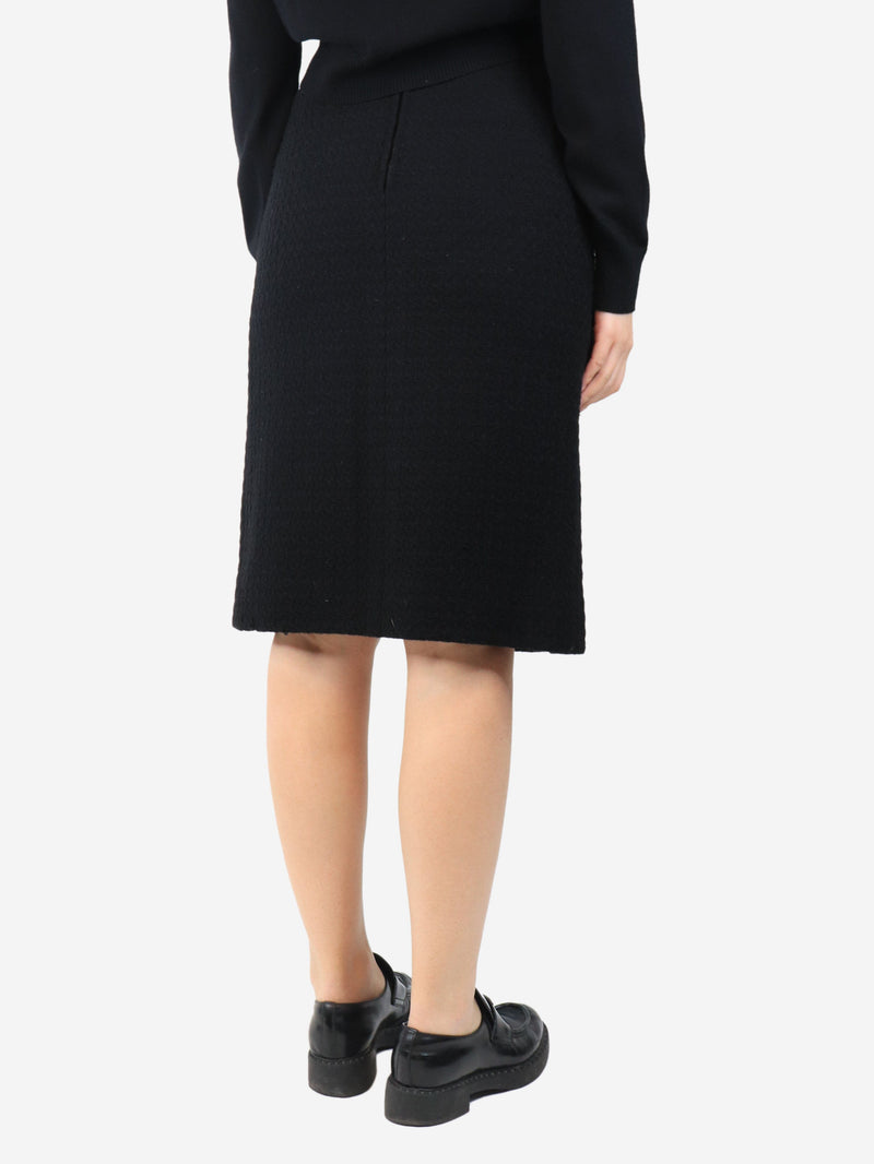 Black tweed midi skirt - size UK 8 Skirts Chanel Boutique 