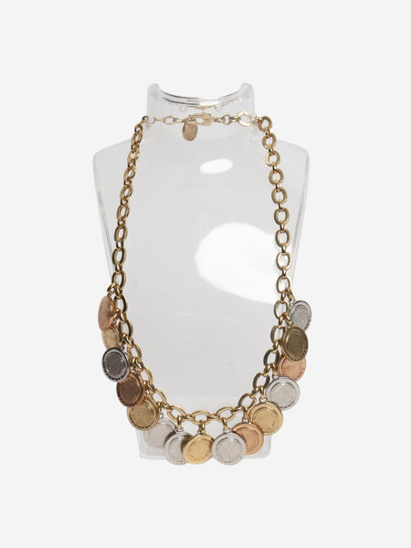 Gold coin charm necklace alternate image