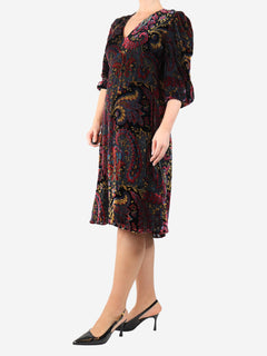 Multicolour paisley velour midi dress - size UK 12 dress Etro 
