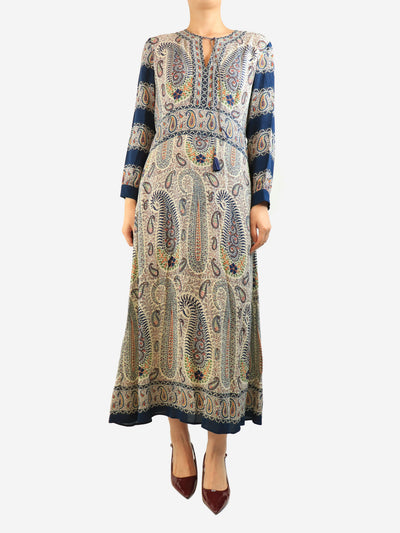 Blue paisley printed midi dress - size UK 14 Dresses Etro 