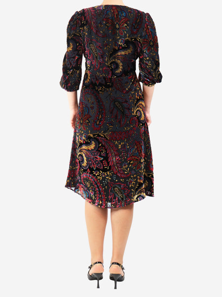 Multicolour paisley velour midi dress - size UK 12 alternate image