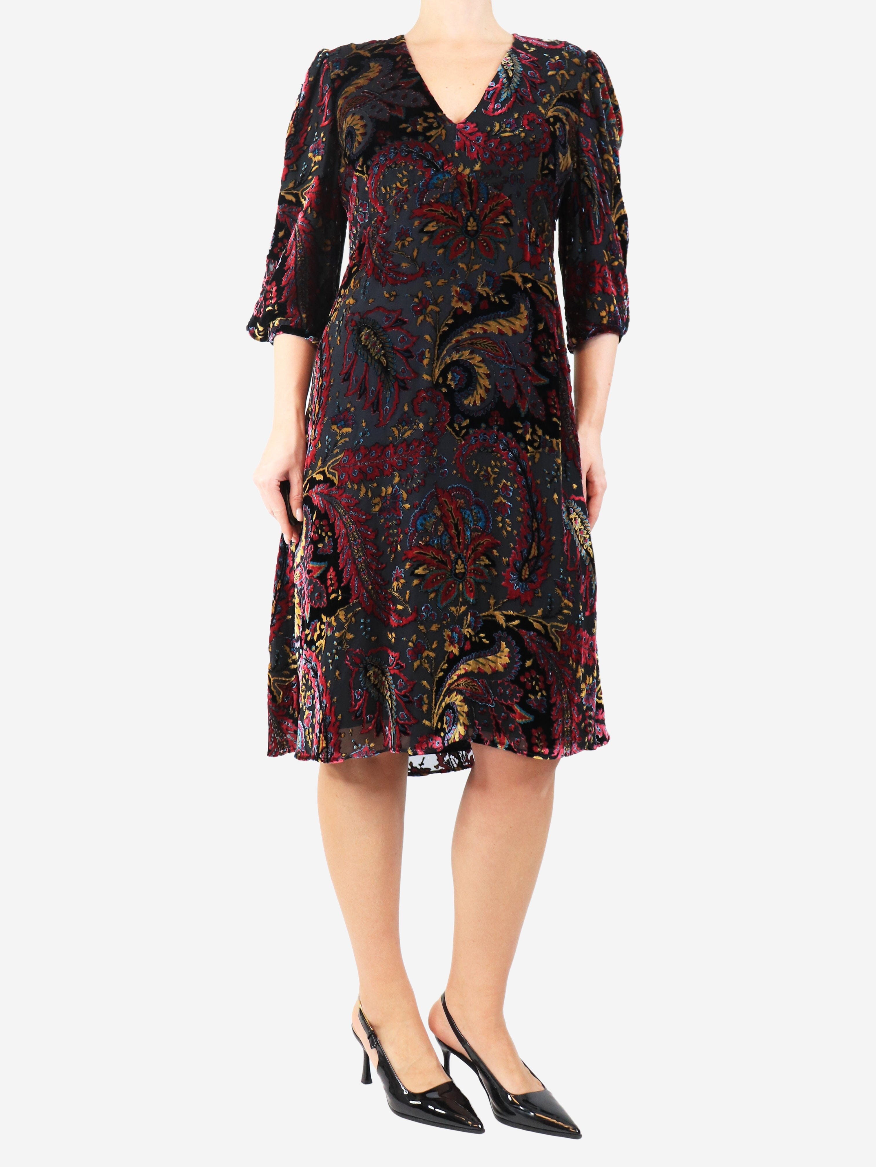 Multicolour paisley velour midi dress - size UK 12 dress Etro 