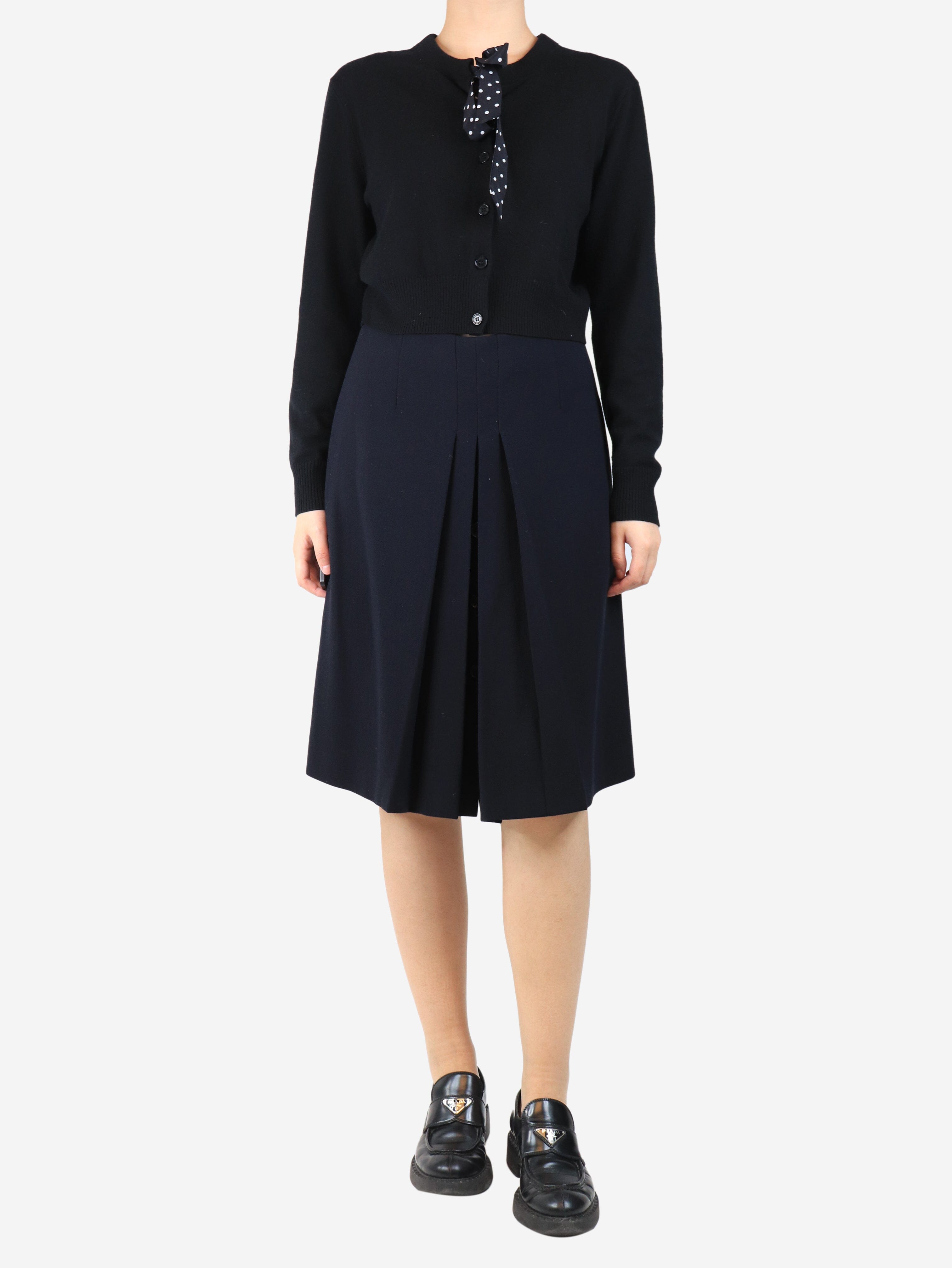 Navy blue crepe pleated skirt - size UK 10 Skirts Miu Miu 