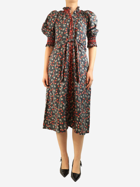 Black cherry printed midi dress - size M product image