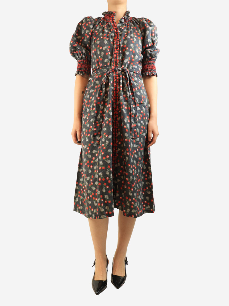Black cherry printed midi dress - size M Dresses Muzungu Sisters 