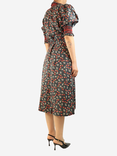 Black cherry printed midi dress - size M alternate image