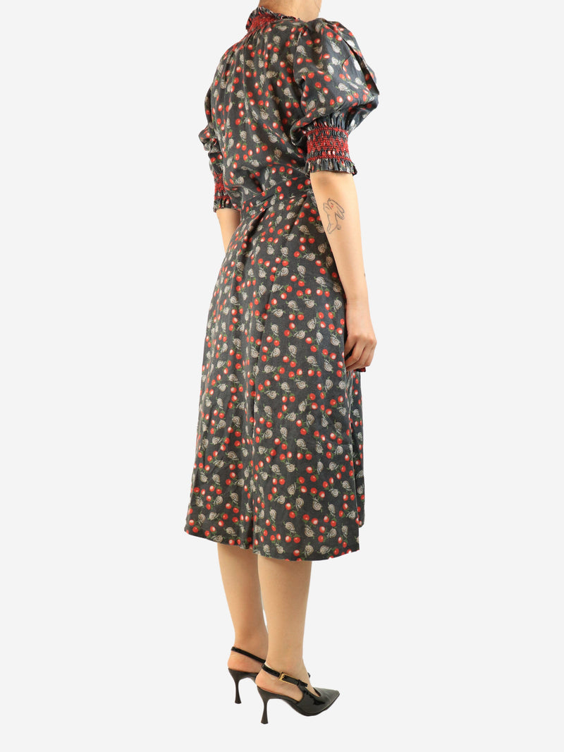 Black cherry printed midi dress - size M Dresses Muzungu Sisters 