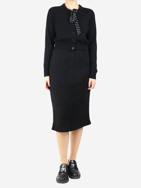 Black wool-blend midi skirt - size UK 10 alternate image
