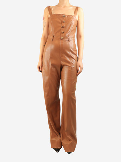 Brown faux leather jumpsuit - size UK 12 Jumpsuits Alice + Olivia 