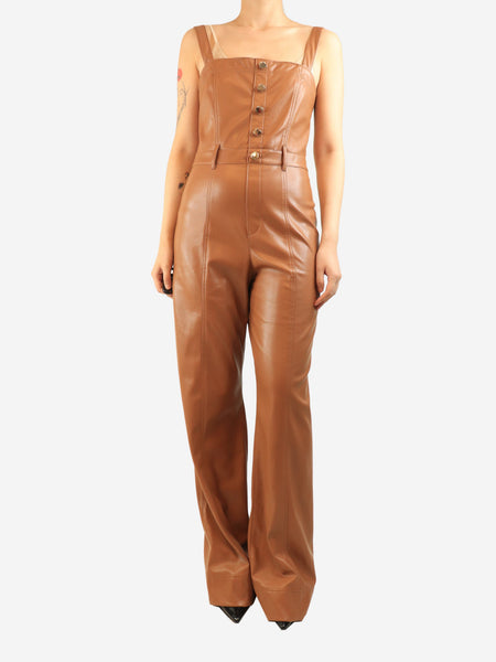 Brown faux leather jumpsuit - size UK 12 product image