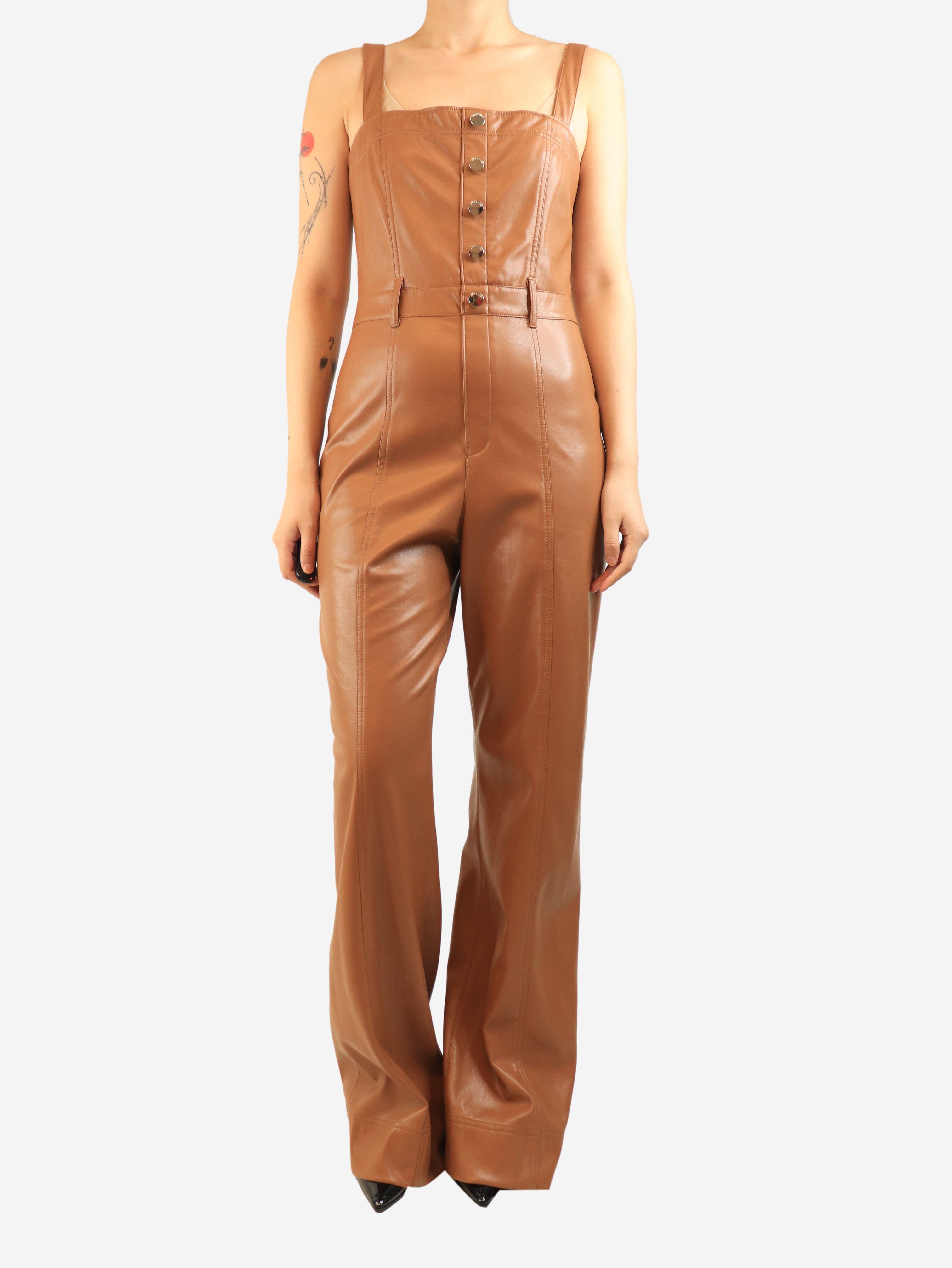 Brown faux leather jumpsuit - size UK 12 Jumpsuits Alice + Olivia 