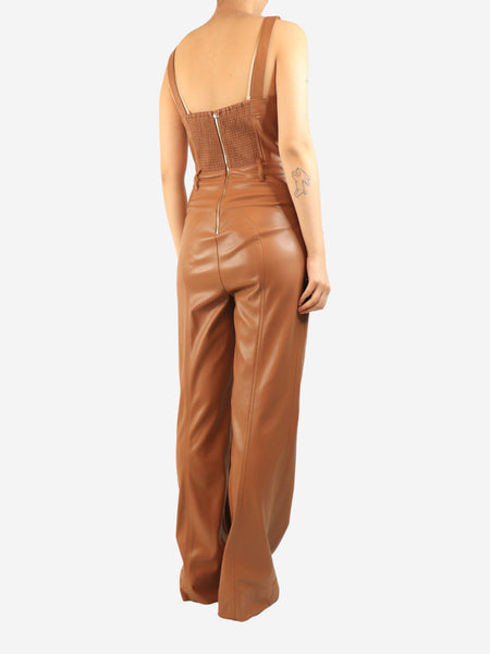 Brown faux leather jumpsuit - size UK 12 alternate image