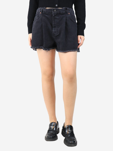 Black frayed denim mini shorts - size UK 12 product image