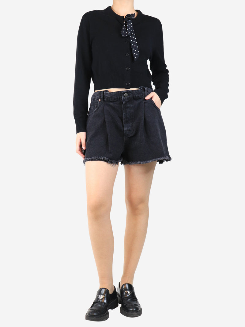 Black frayed denim mini shorts - size UK 12 Shorts Raey 