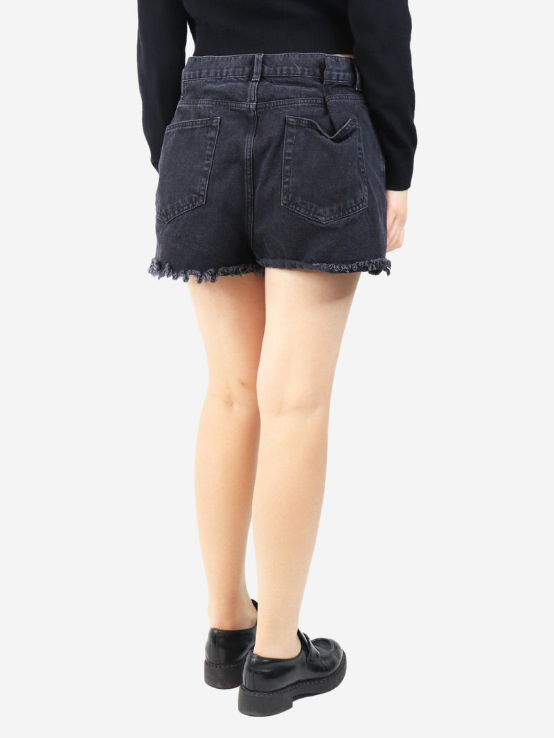 Black frayed denim mini shorts - size UK 12 Shorts Raey 