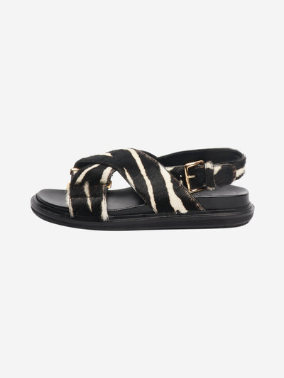 Black cowhide zebra print sandals - size EU 38 (UK 5) Flat Sandals Marni 