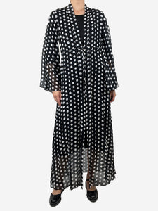 Alexandra Miro Black sheer polka dot wrap dress - size S