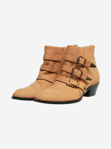 Chloe Tan studded suede ankle boots - size EU 41