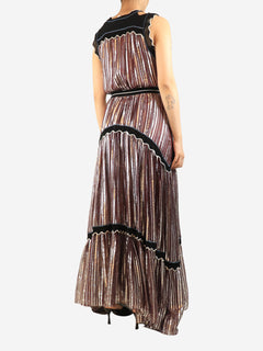 Multicolour metallic chiffon pleated maxi dress - size UK 10 Dresses Petar Petrov 