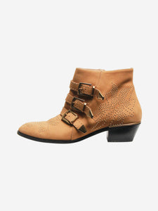 Chloe Tan studded suede ankle boots - size EU 41