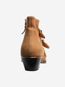 Chloe Tan studded suede ankle boots - size EU 41