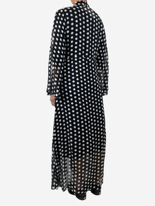 Alexandra Miro Black sheer polka dot wrap dress - size S