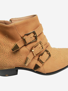 Chloe Tan studded suede ankle boots - size EU 41