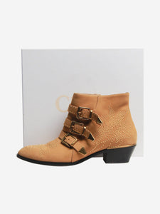 Chloe Tan studded suede ankle boots - size EU 41