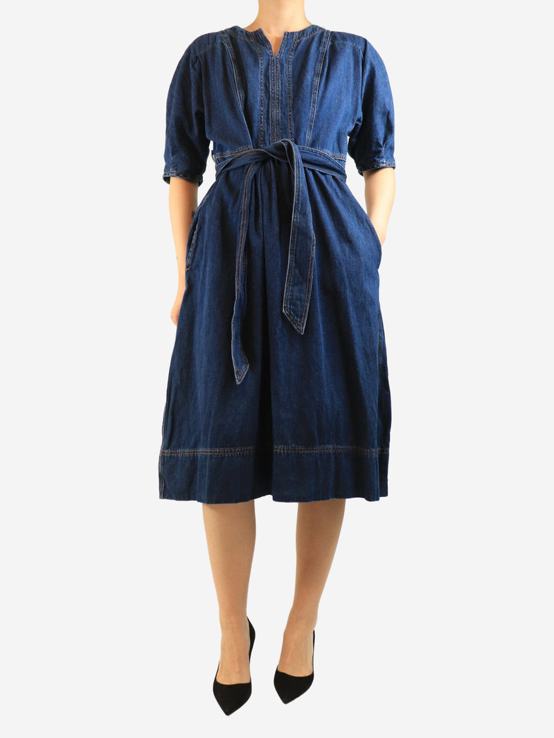 Blue denim midi dress - size UK 12 Dresses Wyse 