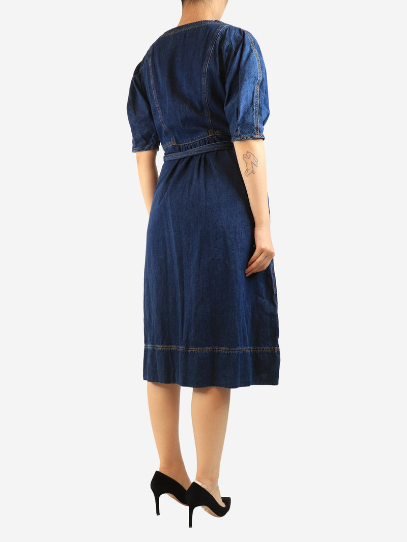 Blue denim midi dress