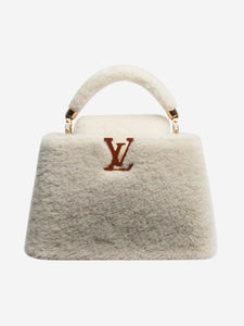 Louis Vuitton White shearling Capucines bag