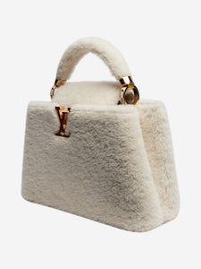 Louis Vuitton White shearling Capucines bag