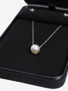Tiffany & Co. Silver Victoria Pearl and Diamond pendant and earrings set