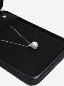 Tiffany & Co. Silver Victoria Pearl and Diamond pendant and earrings set