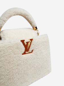 Louis Vuitton White shearling Capucines bag