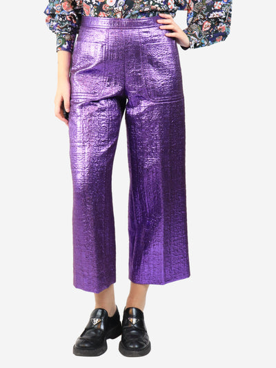 Purple metallic lurex trousers - size UK 10 Trousers Dries Van Noten 