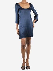 Diane Von Furstenberg Blue satin mini dress - size UK 4