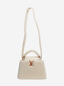 Louis Vuitton White shearling Capucines bag