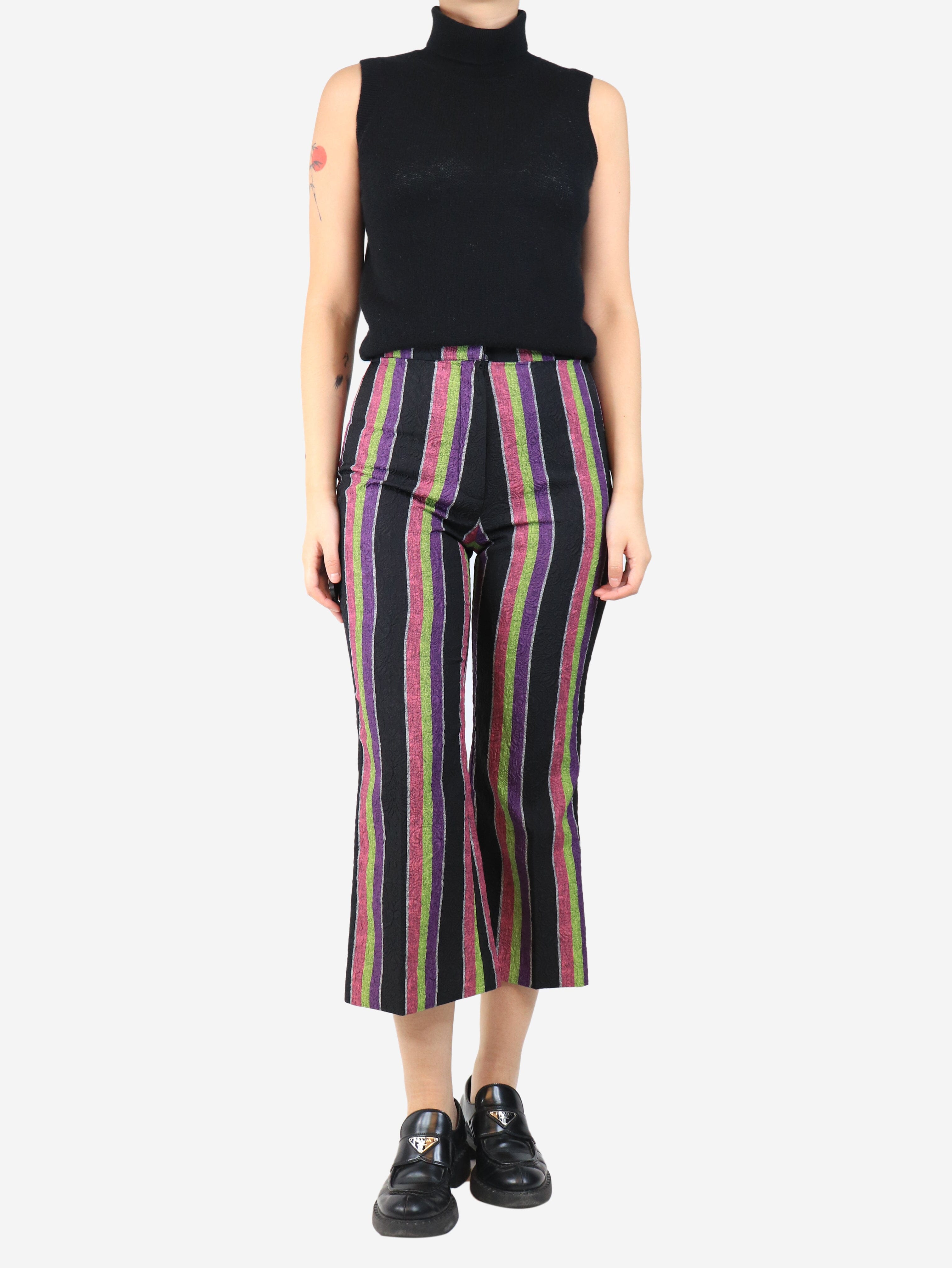 Black striped cloque trousers - size UK 10 Trousers Duro Olowu 