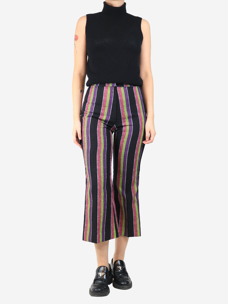 Black striped cloque trousers - size UK 10 Trousers Duro Olowu 