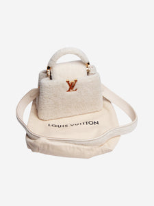 Louis Vuitton White shearling Capucines bag