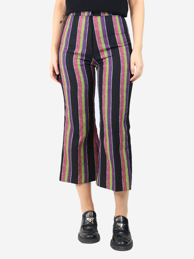 Black striped cloque trousers - size UK 10 Trousers Duro Olowu 