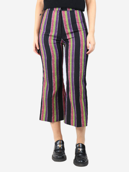 Black striped cloque trousers - size UK 10 product image
