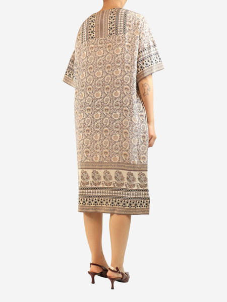 Neutral floral printed silk dress - size UK 8 alternate image