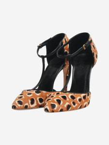 Gucci Brown animal-print ponyhair heels - size EU 38.5 (UK 5.5)